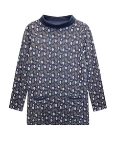 Seasalt Size 10 Fit 12 Blue Mix Leaf Print Fall Pockets SWEATSHIRT TOP Rrp £59 - Picture 1 of 1