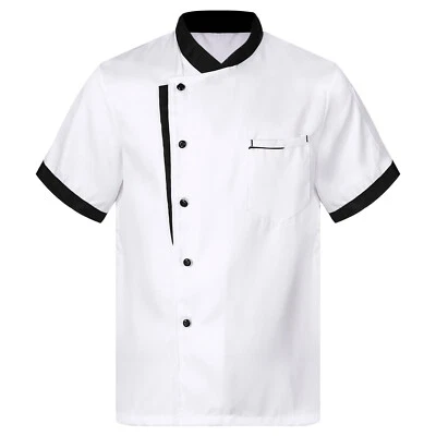 Unisex Mens Chef Coat Cooking Jacket Restaurant Kitchen Workwear Uniform Tops - Image 1 of 4