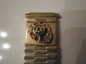 VINTAGE BELL TELEPHONE LOGO WITH A DIAMOND & 2 RUBIES ON WATCH BAND - BBA-19 - Picture 1 of 6