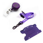 STUDENT Lanyard J-Clip ID Badge Holder & Retractable Non Twist Badge Reel Purple