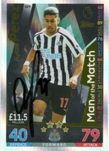 AYOZE PEREZ SIGNED NEWCASTLE 'M.O.T.M' 2018/2019 MATCH ATTAX TRADING CARD+COA - Picture 1 of 1