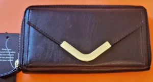 Apt 9 schwarz & gold Downtown Clutch Geldbörse, Safe Keeper RFID Schutz, Neu mit Etikett - Bild 1 von 9