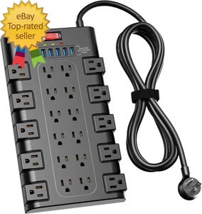 Power Strip Surge Protector with 22 AC Outlets and 6 USB Charging Ports - Picture 1 of 3
