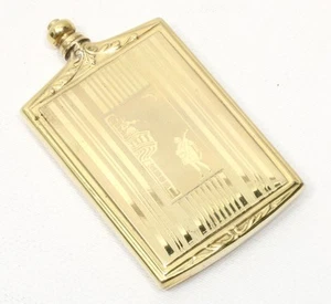 Vintage 1920's Gold Filled Etched Engine Turned Perfume Flask Scent Bottle CLEAN - Picture 1 of 8
