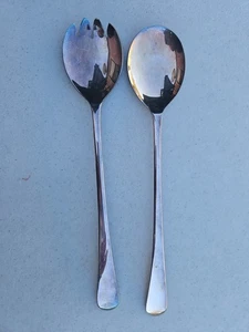 Sheffield W A England Silver Plated Salad Serving Set of 2 Salad Spoon Fork 9.5" - Picture 1 of 5