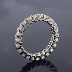 Alianza de anillo de boda de eternidad completa con punta en U de moissanita de plata de ley 925 de 1,60 quilates - Imagen 1 de 3