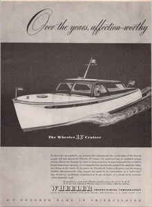 Wheeler 33' Cruiser Vintage Print Ad 1946 Streamsheer Rumpfboot - Bild 1 von 1