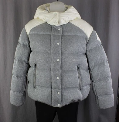 Moncler Girls Chouette Gray Sparkles Cream Detachable Hood Puffer Coat Jacket 12 - Image 1 of 4