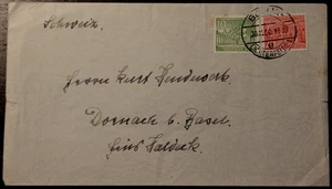 Berliner Bauten I auf AuslandsBedarf Brief Mi. 47 +49 vom 30.12.1950 nach Basel - Bild 1 von 3