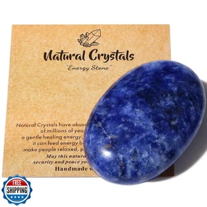 MAIBAOTA 2,4" Grande Pietra Cristallo Sodalite Blu Lucida Palma Pietra Guarigione C - Foto 1 di 5