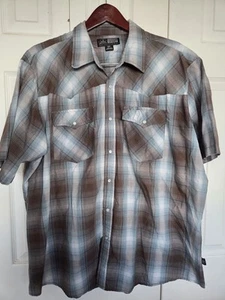 Canyon Guide Outfitters 2X Western Hemd Herren blau kariert Kurzarm Pearl Snap - Bild 1 von 13