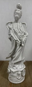 Vintage Kwan Yin Guanyin "Mutter der Barmherzigkeit" weiße Porzellanfigur 11 1/2" hoch - Bild 1 von 16