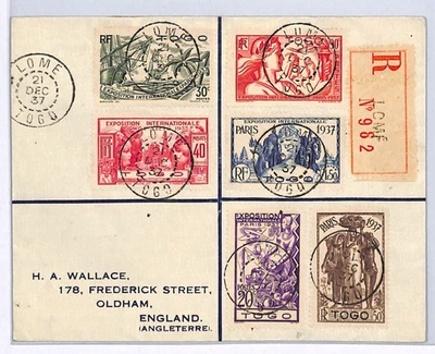 TOGO France Cols Cover 1937 *INTERNATIONAL EXHIBITION* Paris Set EXPO WX277 - Image 1 of 4
