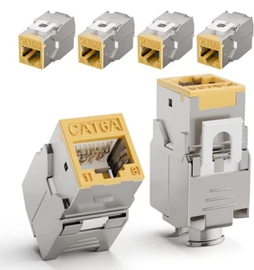 6 Pack RJ45 Keystone Jack Cat6A, Gold-pated Keystone Modul CAT6A CAT6 Connector - Picture 1 of 10