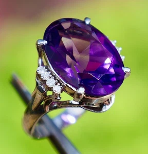 PLATIN Pt900 10,29ct AMETHYST 0,13CTTW NATÜRLICHER DIAMANT 10,6 GRAMM RING - Bild 1 von 9