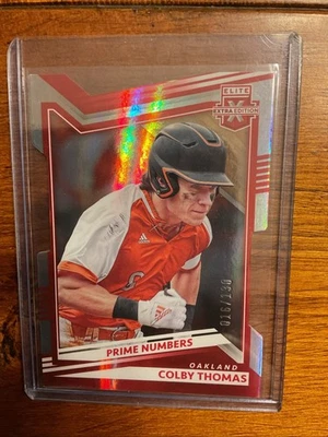 2022 Elite Extra Edition Die Cast Prime Numbers Colby Thomas Athletics /130 RC - Image 1 of 2