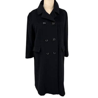Abrigo Charles Klein Vintage 100% Cachemira Doble Pecho Negro Talla 12 Mediano Foto 1 de 4