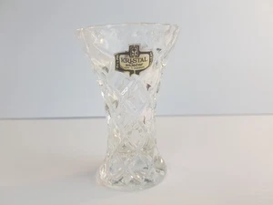 Crystal Vintage Zajecar Posy Vase 24% Lead Diamond Cut Made in Yugoslavia 12cm - Picture 1 of 10