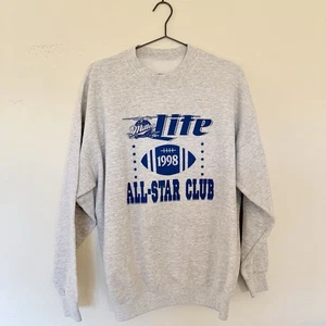 Vintage Miller Lite Sweatshirt Mens Sz L Gray Crewneck  Sweater Beer 90’s - Picture 1 of 6