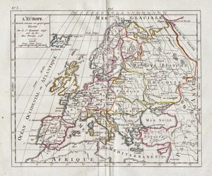 Europa Europa continente continente mapa mapa mapa Robert de Vaugondy 1748 - Imagen 1 de 1