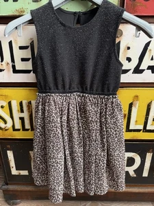 Black & Leopard Print Sparkly Party Dress Age 7-8 Years - Picture 1 of 8