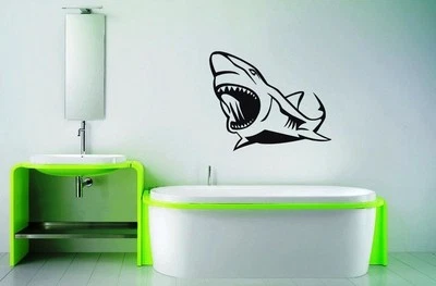 Wall Stickers Vinyl Decal Killer Shark Predator Fish Ocean For Bathroom (ig214) - Image 1 of 3