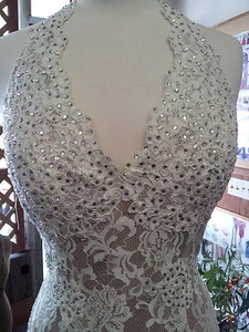 Jovani Ivory Lace Crystals Special Occasional Prom Evening Dress Size 8 $800.00 - Picture 1 of 10