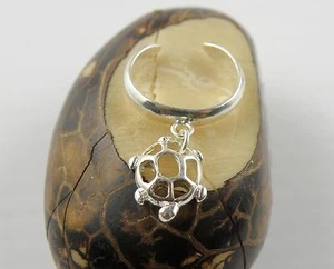 Sterlingsilber Schildkröte/Schildkröte Zehenring verstellbar - Pinkie Ring Größe 3,5 - Bild 1 von 4