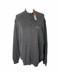 Men's Large Sweater Remington Grey Cutter & Buck Half Zip Ribbed Knit - Picture 1 of 12