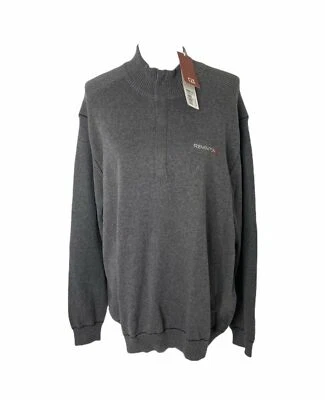 Men's Large Sweater Remington Grey Cutter & Buck Half Zip Ribbed Knit - Image 1 of 4