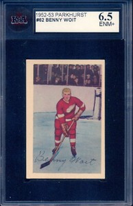 1952-53 PARKHURST NHL HOCKEY #62 Benny Woit KSA 6.5 EX-NM + Detroit Red Wings