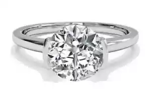 2.00 CT Round Cut Bar Set Lab Grown Diamond Solitaire Ring 925 Sterling Silver - Picture 1 of 4