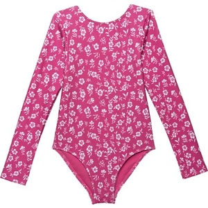 Roxy  Girls 8/S 1 Pc Pink Guava Splendid Dream Long Sleeve Rash Guard Swimsuit - Picture 1 of 2