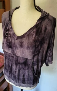 Anthropologie - Sudadera con capucha corta tie-dye para mujer M ropa deportiva para correr GRIS - Imagen 1 de 10