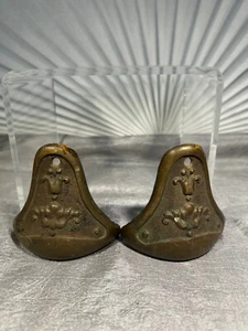ANTIQUE PARTS - HEAVY BRASS / BRONZE CORNERS OR FEET -2 PC -2.5" TALL - Picture 1 of 4