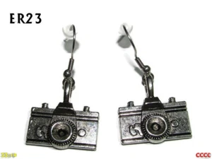 steampunk earrings goth camera photographer hypoallergenic stainless steel #ER23 - Picture 1 of 5