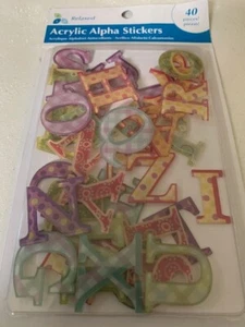 ACRYLIC ALPHA STICKERS LETTERS A-Z MULTI-COLORED ALPHABET 40 PCS - Picture 1 of 3