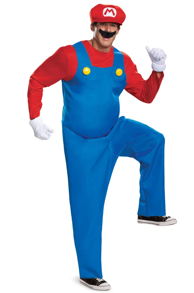 Disguise Men's Mario Deluxe Adult Costume Red XXL 50-52