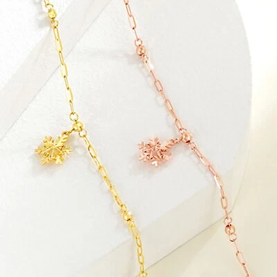 Pure 18K gold Au750 bracelet for woman small snowflake adjustable gold/rose gold - Image 1 of 4