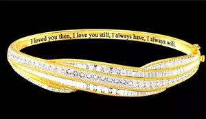 DANBURY MINT 14K GOLD PLATED 20 NATURAL DIAMOND 'I LOVED YOU THEN' CUFF BRACELET - Picture 1 of 3
