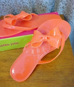 Petite Jolie Neon Orange Express II Side Bow Jelly Sandals NEW Size US 6.5 - Picture 1 of 7
