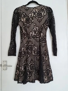 Miss Selfridge Size 8 Black Laced Long Sleeve Dress - Picture 1 of 4