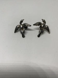 Vintage Sterling Silver 925 Screwback Bird Earrings  - Picture 1 of 3