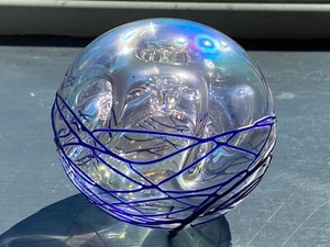 Artist Signed GS/GG Studio Art Glass Purple Iridescent Bubble Paperweight '03 - Picture 1 of 13
