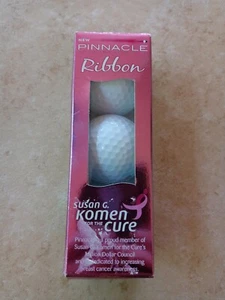 New Pinnacle Susan G. Komen For The Cure Ribbon 3 White Golf Balls W/Pink Ribbon - Picture 1 of 6