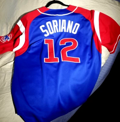 Alfonso Soriano #12 Chicago Cubs Majestic Red White Blue MLB Sewn Jersey    XL - Image 1 of 4
