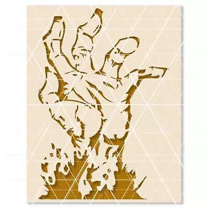 Stencil Mano Zombie - Horror, Apocalisse, Halloween, Spaventoso, Non Morto, Arte Spettrale - Foto 1 di 5