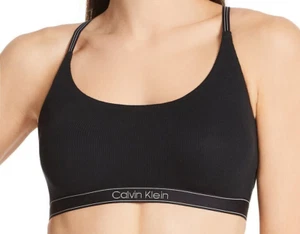 Calvin Klein Women's Pure Ribbed Unlined Bralette, Black, Small - Picture 1 of 3
