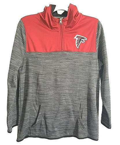 VETEMENTS Felpa con cappuccio Atlanta Falcons 1 4 zip Youth XL maglia pile grigio rosso squadra NFL