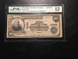 National Bank Note White River Junction Vermont PMG 12 Fine Details See Des. - Picture 1 of 3